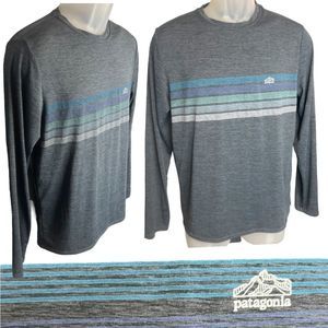 Patagonia Shirt  Mens Small Long Sleeved Cap Cool Daily Graphic Smolder Blue